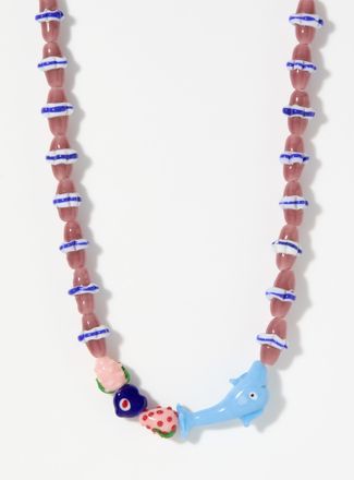 Sorbet Island Colourful glass bead dolphin necklace