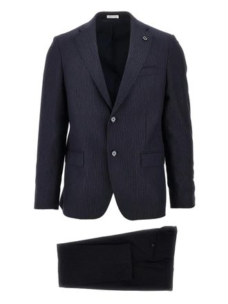 Breras Milano pinstripe single-breasted suit - men - Wool/Spandex/Elastane - 50 - Blue