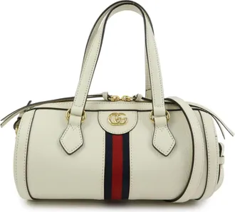 Gucci Ophidia Boston Leather White Leather Handbag (Pre-Owned)
