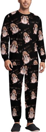 Generic I Will Walrus Love You Soft Mens Pyjamas Set Loungewear Long Sleeve Round Neck Tops And Pants