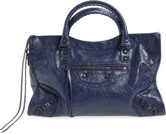 Balenciaga Medium Le City Leather Satchel in 4649 Dark Maree at Nordstrom