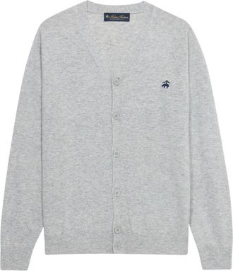 Brooks Brothers Lamswol Vest met Logo - Heren - Vesten - Grijs - L - Wol - Truien & Vesten