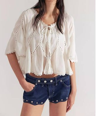 Free People Late Night Set Stud Shorts In Midnight Oil