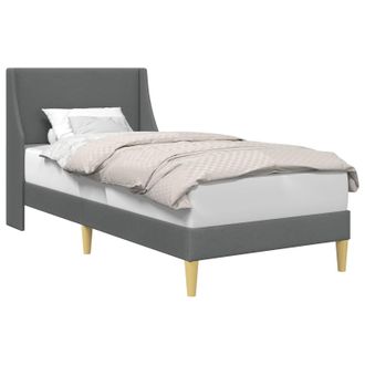 vidaXL Estructura De Cama Con Cabecera Gris Oscuro 90 X 190 Cm Tela Vidaxl