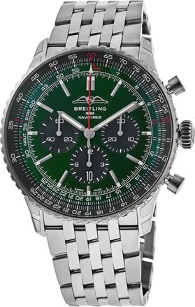 Breitling Navitimer B01 Chronograph 46 Green Dial Steel Bracelet Mens Watch AB0137241L1A1