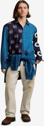 Desigual Camicia blu con toppe stampate
