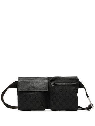 Gucci 2000-2015 GG Canvas Double Pocket belt bag - Black