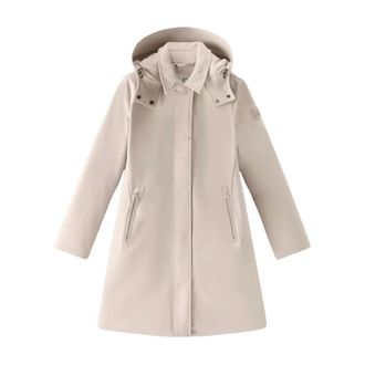 Woolrich Tech Soft Shell Trenchcoat met Afneembare Capuchon - Heren - Parka Jassen - Beige - XS - Jassen