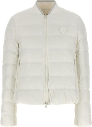 Brunello Cucinelli White Quilted Band Collar Jacket