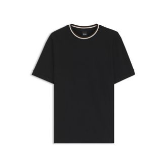 BOSS Striped-collar T-shirt in cotton piqu&eacute;