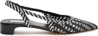 Gabriela Hearst Perro 25 Woven Leather Slingback Pumps - Black And White