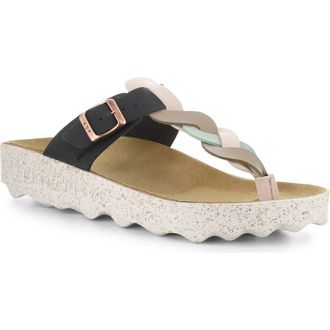 FLY London Cardi Flip Flop in Black Multi at Nordstrom, Size 10-10.5Us