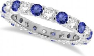 Allurez Lab Tanzanite & Lab Grown Diamond Eternity Ring Band 14k White Gold (1.07ct)