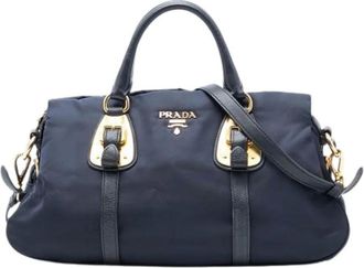 Prada Pre-owned Handbags, female, Blue, Size: ONE SIZE Pre-owned Vintage Nylon Handbag