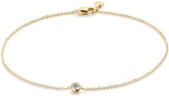 Monica Vinader Solitaire Diamond Pendant Bracelet in 14K Gold /Diamond at Nordstrom, Size Medium