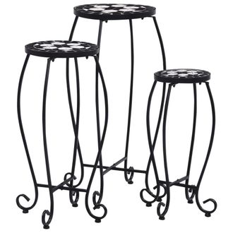 Berkfield Home Mosaic Tables 3 pcs Black & White Ceramic