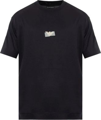 Emporio Armani Logo-print T-shirt met korte mouwen - Heren - T-shirts - Blauw - 2XL - Katoen - Tops
