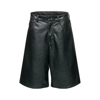 Maison Margiela Lange Faux Leather Shorts - Dames - Korte Broeken - Zwart - 2XS - Polyester - Korte Broeken