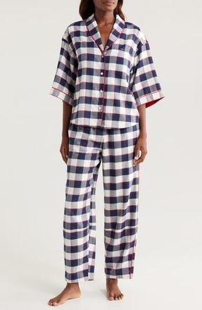 Lunya Check Cotton & Modal Flannel Pajamas in Alpine Plaid at Nordstrom Rack, Size Medium
