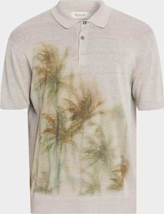 Bugatchi Men & apos;s Palm Linen and Cotton Short-Sleeve Polo Sweater