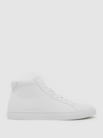 Reiss White Luca Tumbled-leather-top Trainers, U42