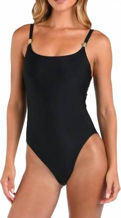 L'agence Scoop Neck One-Piece Swimsuit In Black/gold