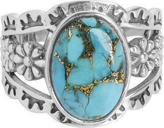 Tiramisu Silver 4.00 Ct. Tw. Blue Copper Turquoise Ring