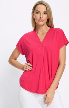 Heine Blusenshirt HEINE Shirtbluse, Damen, Gr. 34, pink, 95% Viskose, 5% Elasthan, unifarben, V-Ausschnitt, Shirts Blusenshirt
