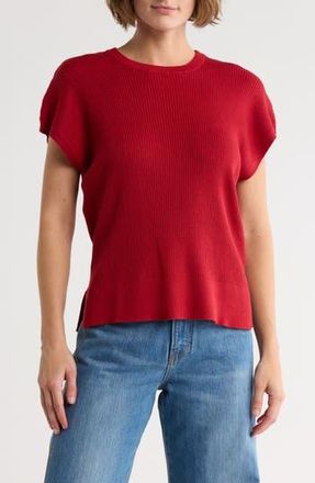 Splendid Ribbed Short Sleeve Sweater in Emboldened Red at Nordstrom Rack, Size X-Large