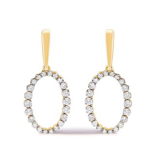 House of Brilliance 14K Yellow Gold Graduating 1/2 Cttw Diamond Oval Dangle Earrings
