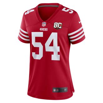 Nike Fred Warner San Francisco 49ers 80th Anniversary Nike Womens NFL Game Jersey in Red | 67NWSAGH9BF-KZJ