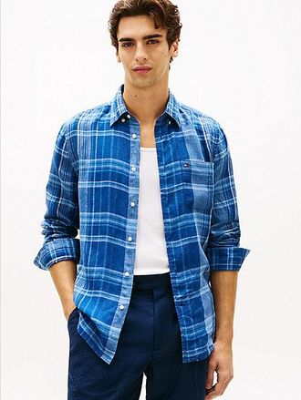 Tommy Hilfiger Regular Fit Madras Check Pure Linen Shirt