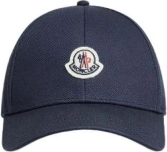 Moncler Cotton Gabardine Baseball Cap - Heren - Petten - Blauw - ONE Size - Katoen - Accessoires