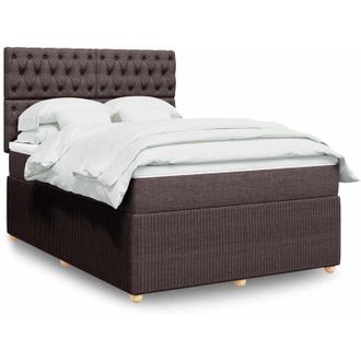 vidaXL Vidaxl - Cama Box Spring Con Colch&oacute;n Tela Marr&oacute;n Oscuro 140x190 Cm