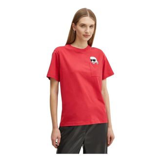 Karl Lagerfeld Tops, Dames, Rood, S, Katoen, Ikon T-shirt