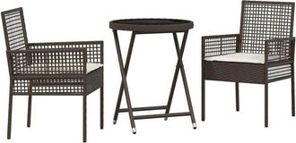 vidaXL Juego Bistro De Jard&iacute;n 3 Pcs Marr&oacute;n Polirat&aacute;n Vidaxl