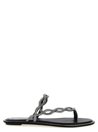 Rene Caovilla Black Braid Sandals