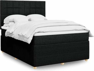 vidaXL Vidaxl - Cama Box Spring Con Colch&oacute;n Tela Negro 140x190 Cm