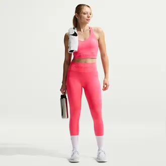 Nike Womens Nike Pro Seamless High-Waisted 7/8 Leggings in Pink | IF1208-897