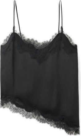 Mango Tity Lace Trim Camisole in Black at Nordstrom, Size Medium