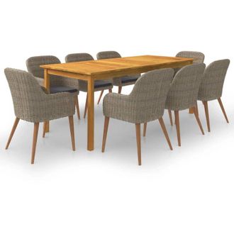 vidaXL Juego De Comedor Para Jard&iacute;n De 9 Piezas Marr&oacute;n Vidaxl