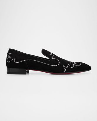 Christian Louboutin Men & apos;s Dandysiago Rhinestone and Leather Loafers