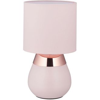 Relaxdays Lampada da Tavolo con Funzione Touch, Abat Jour per Salotto e Camera da Letto, E14, h x d: 32 x 18 cm, Rosa - Relaxdays