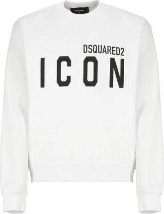 Dsquared2 Witte katoenen sweater met logo - Heren - Sweatshirts - Wit - 2XL - Katoen - Hoodies & sweatvesten