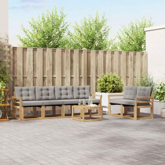 vidaXL Vidaxl Set Di Divani Da Esterno 7 Pz Bianco E Grigio Chiaro