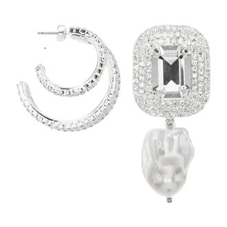 Magda Butrym Accessoires, Dames, Grijs, ONE Size, Tweed, Oorbellen 11 Rhodium
