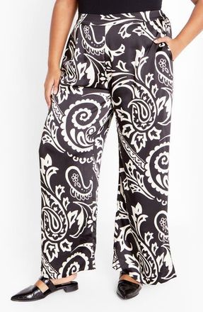 City Chic Belen Print Pull-On Pants in Paisley at Nordstrom, Size Xxs