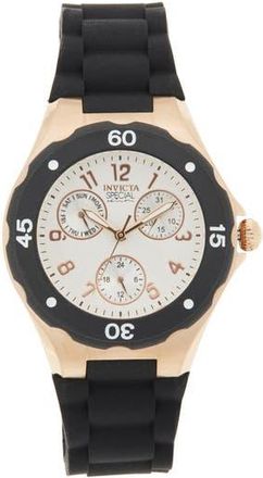 Invicta Angel Lady Silicone Strap Watch, 38mm in White/Black/Gold at Nordstrom Rack, Size 38 Mm