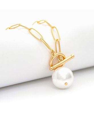 Rivka Friedman 18K Plated 15Mm Pearl Stackable Toggle Necklace