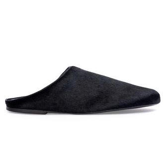 Black Suede Studio Arie Ponyhair Slipper in Black Pony Hair at Nordstrom, Size 37 Eu